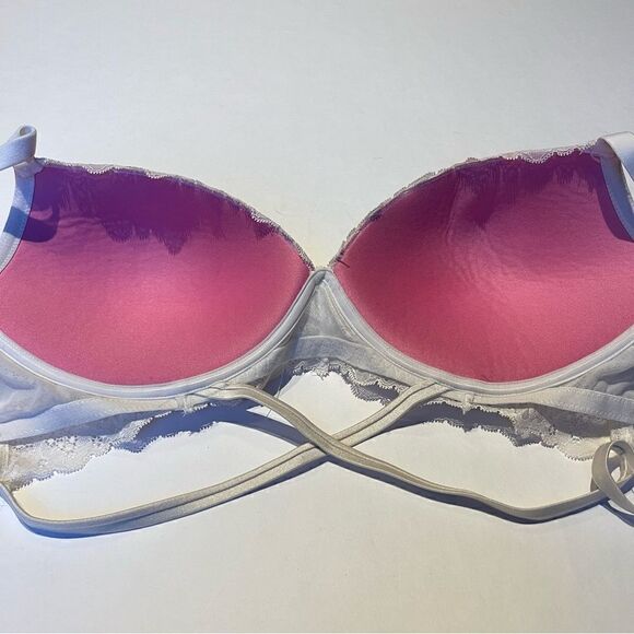 PINK Bra Date Wireless Push Up White 36DD Lace, Strappy, padded. - Picture 3 of 10